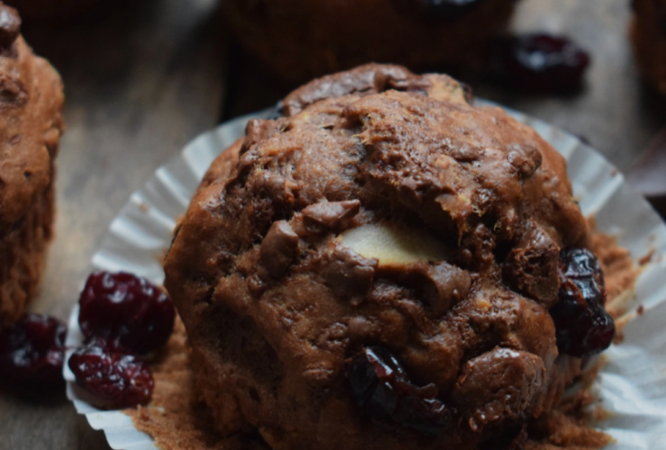 Veganske Chokolade & Tranebær Muffins 