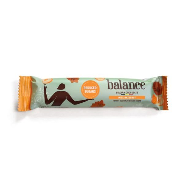 Balance, Mlke chokoladebar med Hasselndder, uden tilsat sukker, 35g