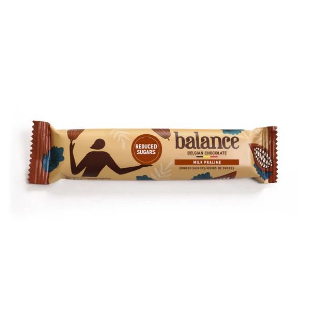 Balance, Mlke chokoladebar med Praline, uden tilsat sukker, 35g