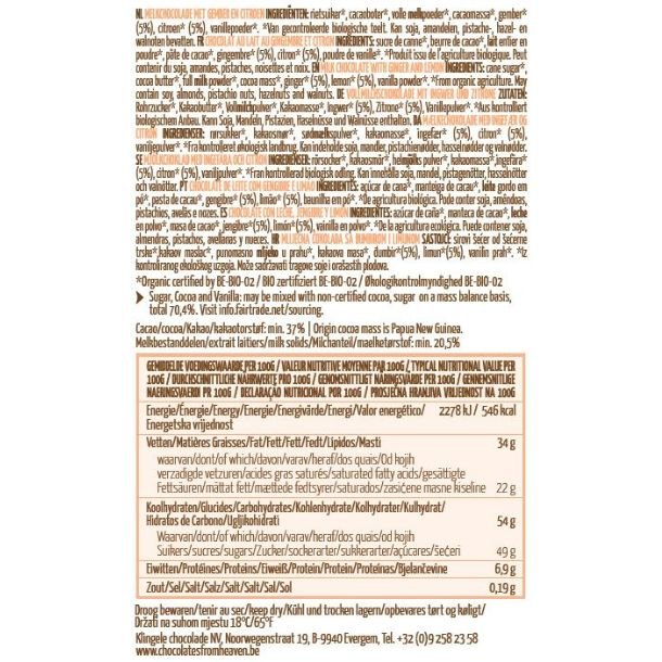 Chocolates From Heaven, Mlkechokolade med Ingefr og Citron