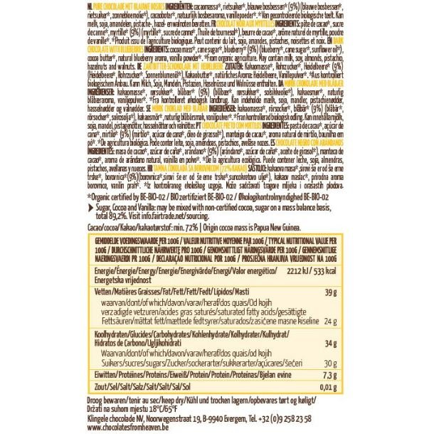 Chocolates From Heaven, 72% Chokolade med Blbr