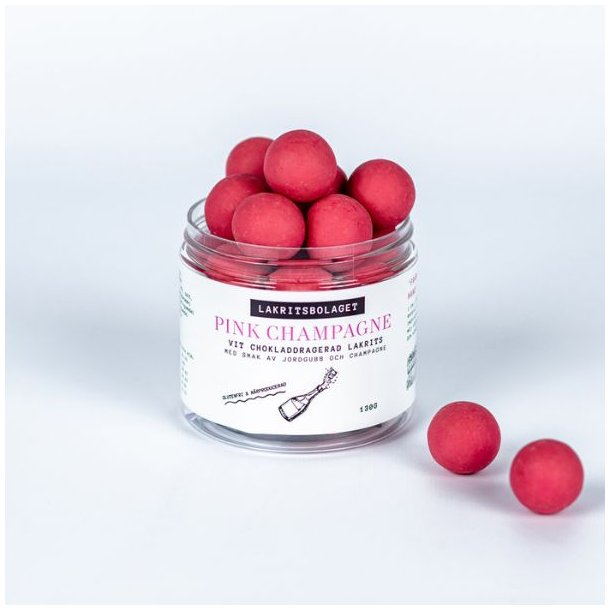 Lakritsbolaget Pink Champagne (lakrids med hvid chokolade, jordbr og champagne)