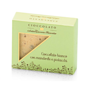 Antica, Cioccolato - Hvid chokolade med mandler og pistacie, 40g 