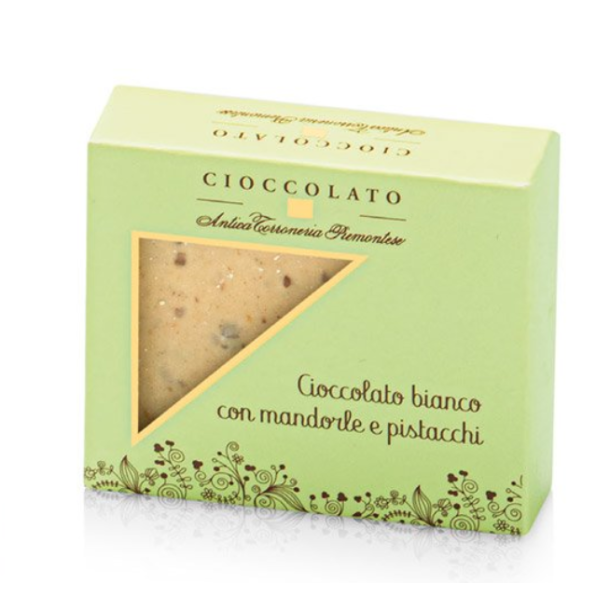Antica Torroneria Piemontese - Hvid chokolade med mandler og pistacie Cioccolato 40 g 
