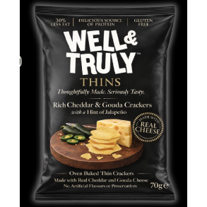 Well & Truly Thins m. Cheddar & Gauda og Jalapenos