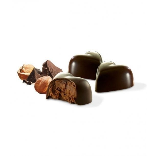 Belvas, Chokoladehjerter med hasselnddepralin